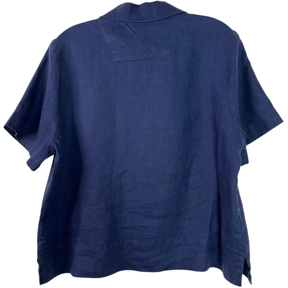 Quince Women's 100% Linen Classic Navy Blue Button Down Shirt Minimalist Size M - Picture 3 of 16